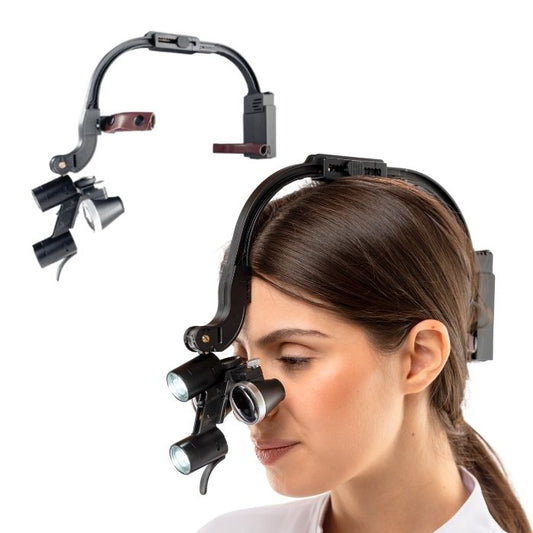 Lupa de Cabeza M1 con lentes de 3.5x y 2 Baterías Recar — vista frontal profesional